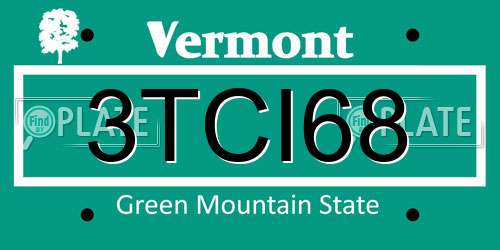3TCI68 Vermont License Plate