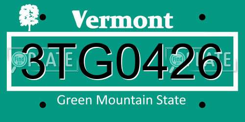 3TG0426 Vermont License Plate