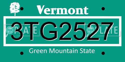 3TG2527 Vermont License Plate