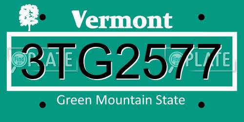 3TG2577 Vermont License Plate