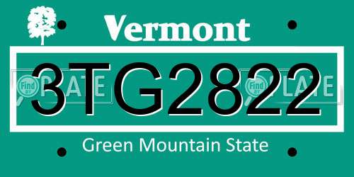 3TG2822 Vermont License Plate