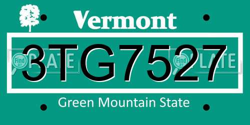 3TG7527 Vermont License Plate
