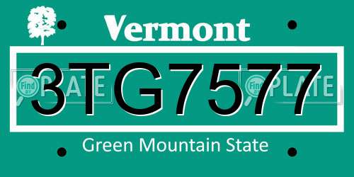 3TG7577 Vermont License Plate