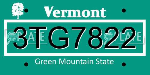3TG7822 Vermont License Plate