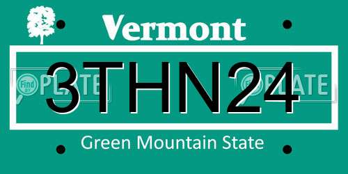 3THN24 Vermont License Plate