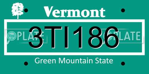 3TI186 Vermont License Plate