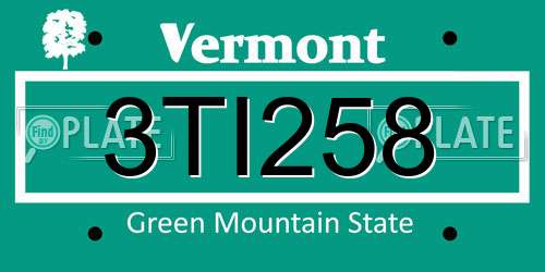 3TI258 Vermont License Plate