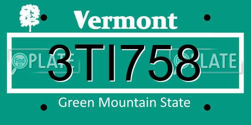 3TI758 Vermont License Plate
