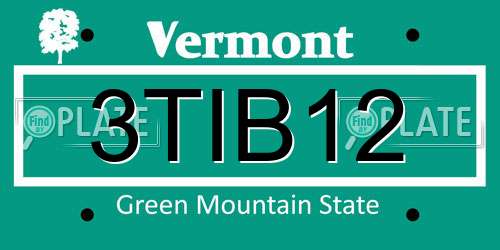 3TIB12 Vermont License Plate
