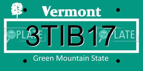 3TIB17 Vermont License Plate