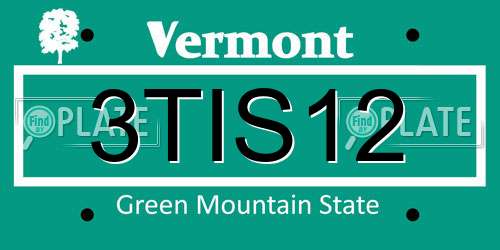 3TIS12 Vermont License Plate