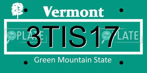 3TIS17 Vermont License Plate
