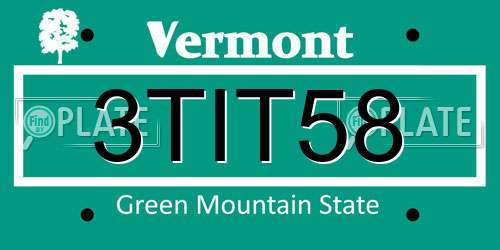3TIT58 Vermont License Plate