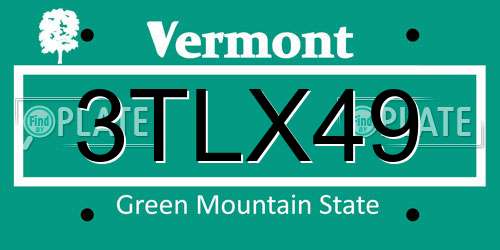 3TLX49 Vermont License Plate
