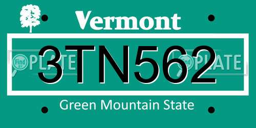 3TN562 Vermont License Plate