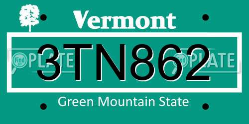 3TN862 Vermont License Plate