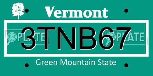 3TNB67 Vermont License Plate
