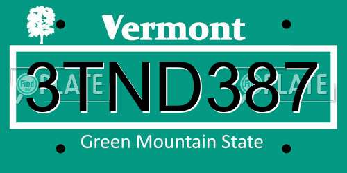 3TND387 Vermont License Plate