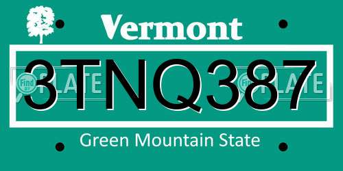 3TNQ387 Vermont License Plate