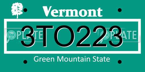 3TO223 Vermont License Plate