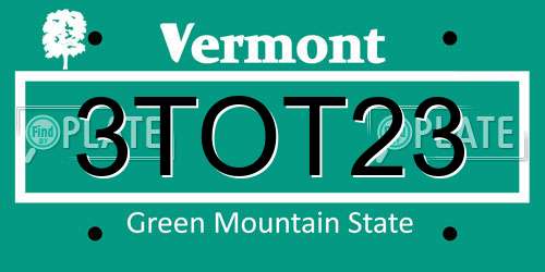 3TOT23 Vermont License Plate
