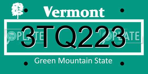 3TQ223 Vermont License Plate