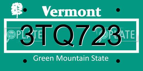 3TQ723 Vermont License Plate