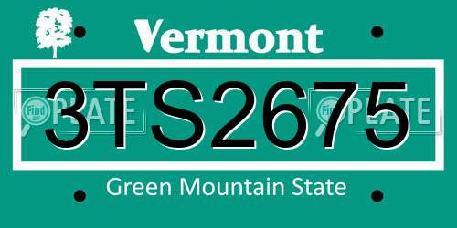 3TS2675 Vermont License Plate