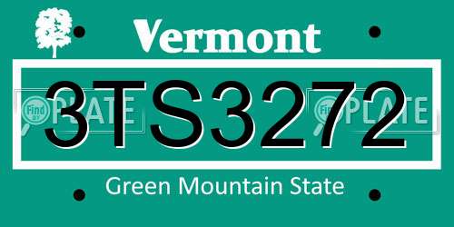 3TS3272 Vermont License Plate