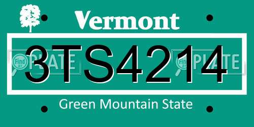 3TS4214 Vermont License Plate