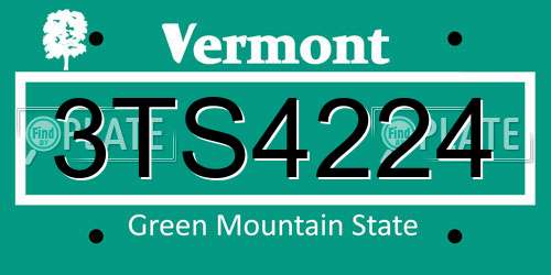 3TS4224 Vermont License Plate