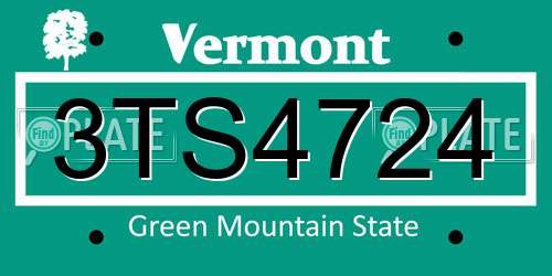 3TS4724 Vermont License Plate