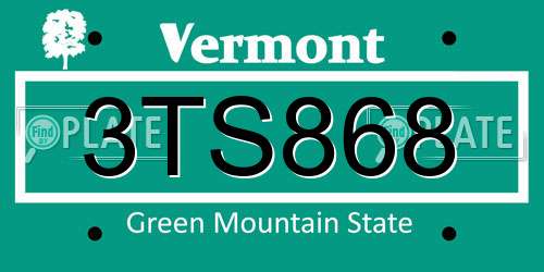3TS868 Vermont License Plate