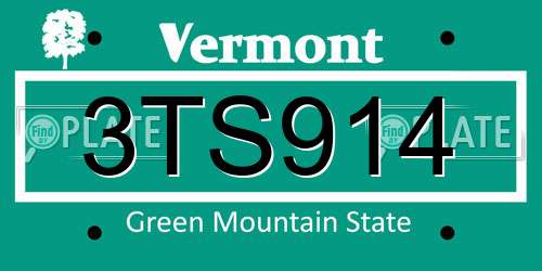 3TS914 Vermont License Plate