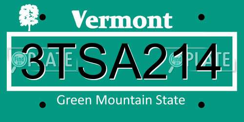 3TSA214 Vermont License Plate