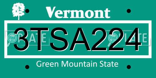 3TSA224 Vermont License Plate