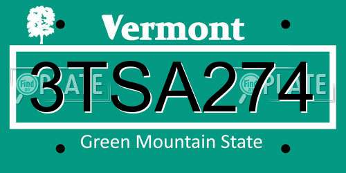 3TSA274 Vermont License Plate