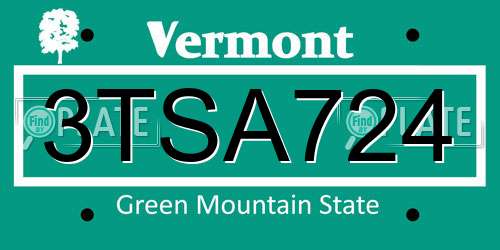 3TSA724 Vermont License Plate