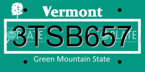 3TSB657 Vermont License Plate