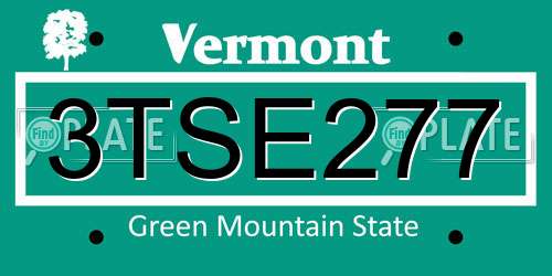 3TSE277 Vermont License Plate