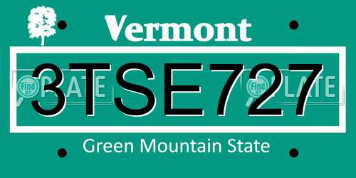 3TSE727 Vermont License Plate