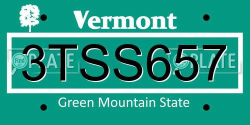 3TSS657 Vermont License Plate