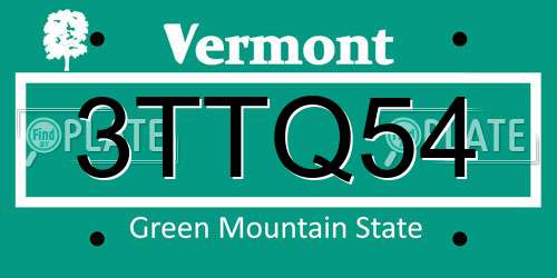 3TTQ54 Vermont License Plate