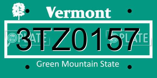 3TZ0157 Vermont License Plate