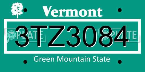 3TZ3084 Vermont License Plate
