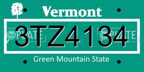 3TZ4134 Vermont License Plate