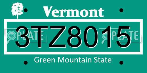3TZ8015 Vermont License Plate