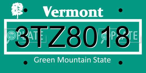 3TZ8018 Vermont License Plate