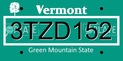3TZD152 Vermont License Plate