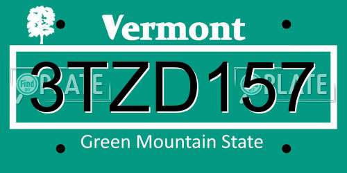 3TZD157 Vermont License Plate